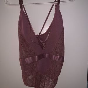 sheer lace pink lingerie bodysuit